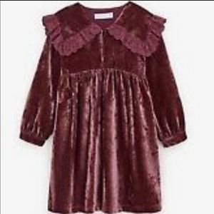 Dusty rose pink long sleeve velvet dress from zara